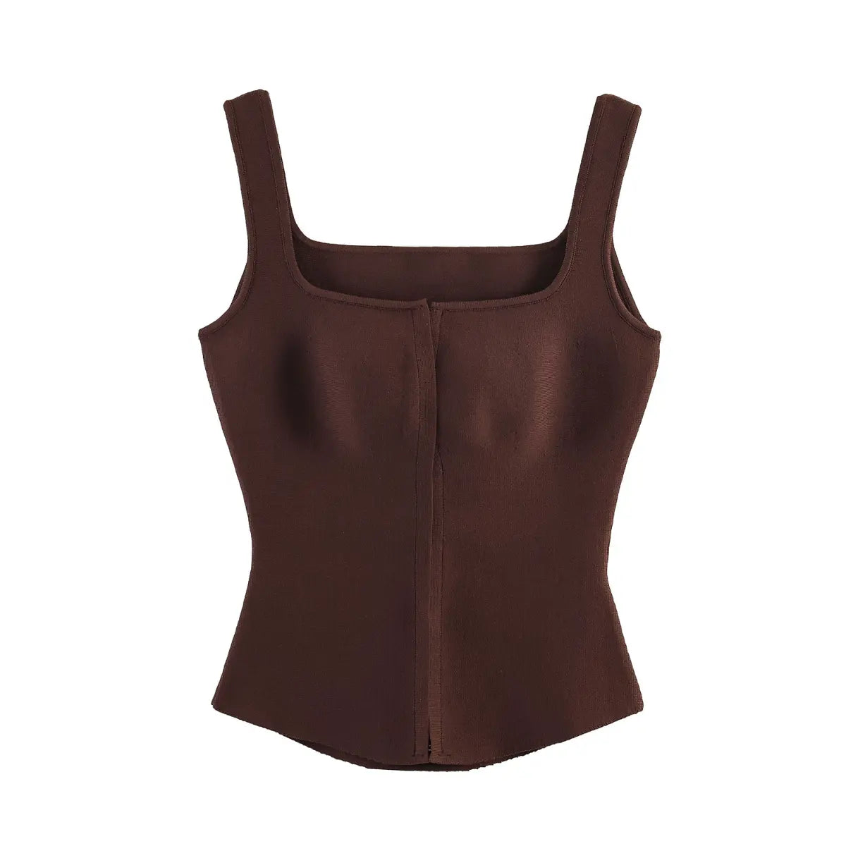Dingdingding 2-color square neck hook-and-eye corset tank top featuring a fitted design and stylish square neckline.