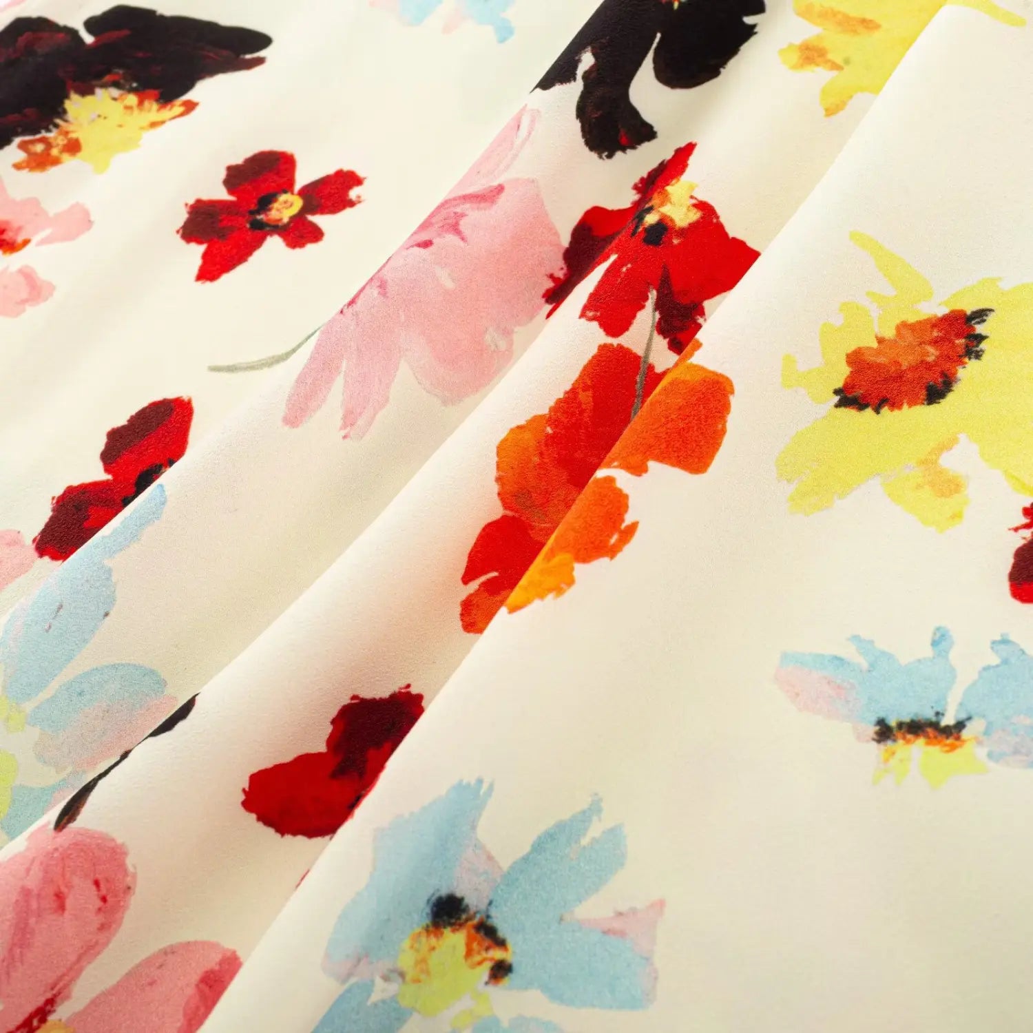 Watercolor Floral Sleeveless V Neck Molded Bust Flared Mini Slip Dress