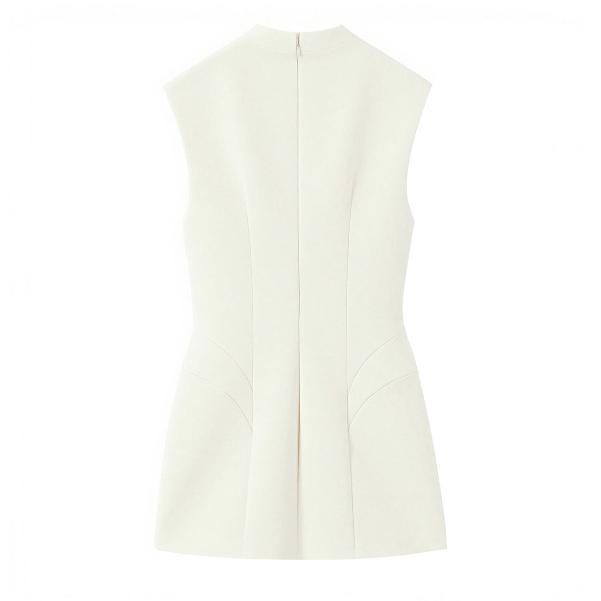 Back view of cream mini dress, invisible zipper