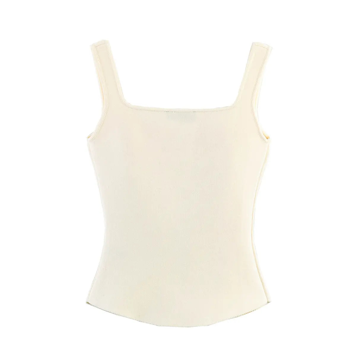 Back view of cream white square neck knit cami top