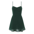 Dark green cami mini dress, full front view on white background