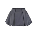 Grey bubble-style mini skirt, front view on white background