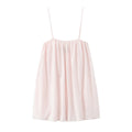 Front flat view light pink solid color thin spaghetti strap gathered neck loose a line mini slip dress, elegant casual nightwear slip dress