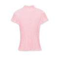 Women pink textured waffle knit half turtleneck short sleeve slim fit bodycon crop t shirt top, elegant soft casual daily blouse
