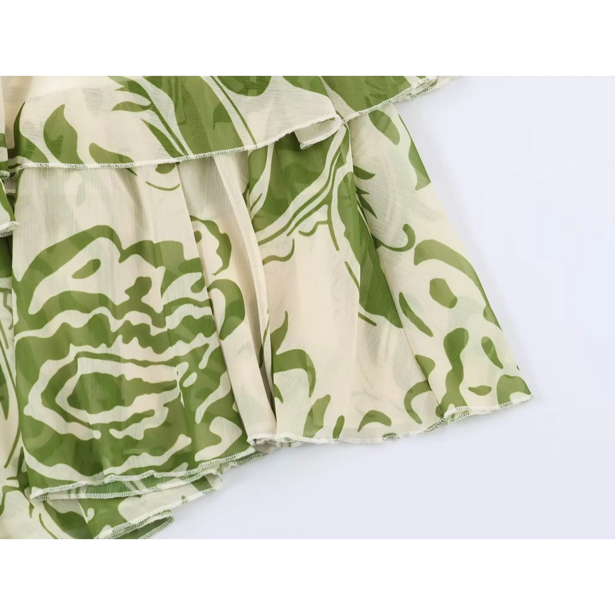 Close-up of tiered ruffle hem