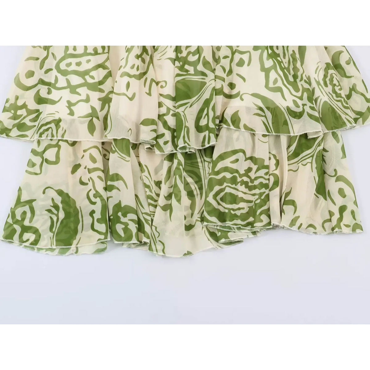 Close-up of layered tiered ruffle skirt