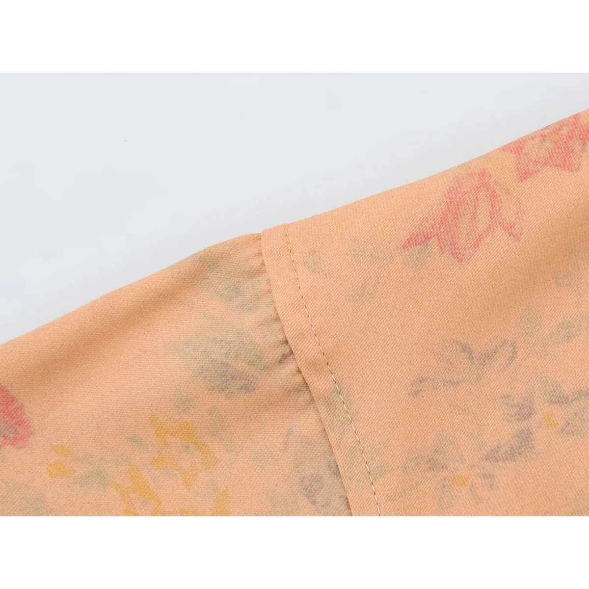 Close-up of shoulder seam and topstitching