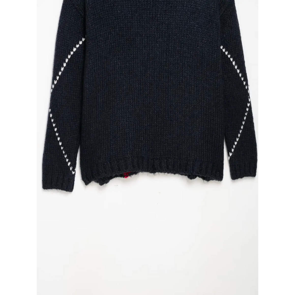 Back flat lay of sweater hem