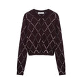 Front flat lay of argyle diamond cropped cardigan