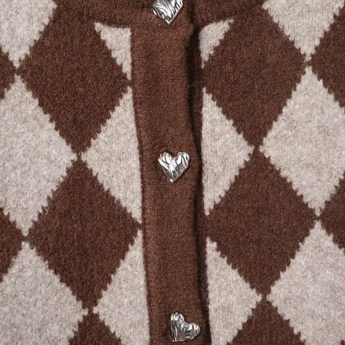 Close-up of heart button detail
