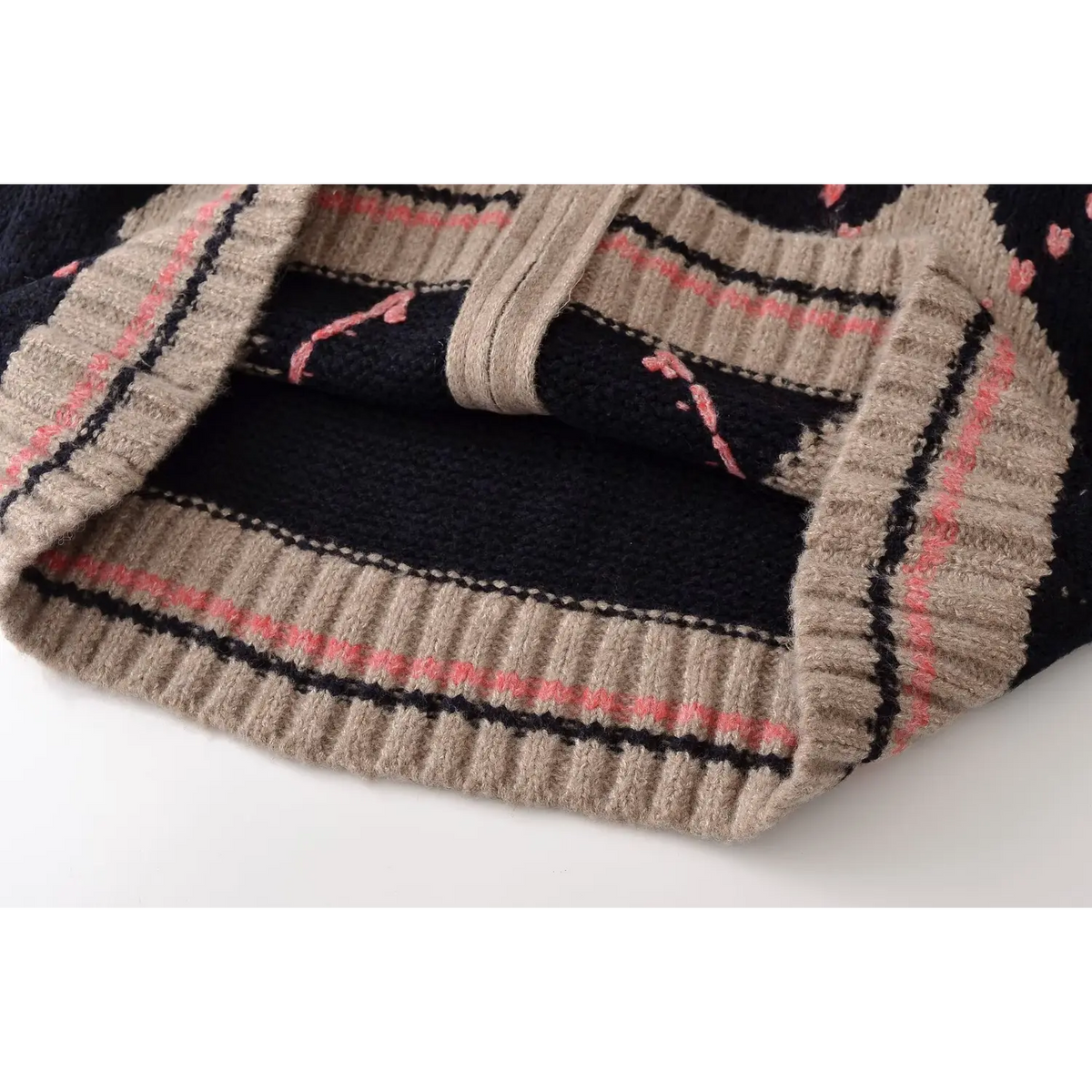 Close-up of inner hem and ribbed trim