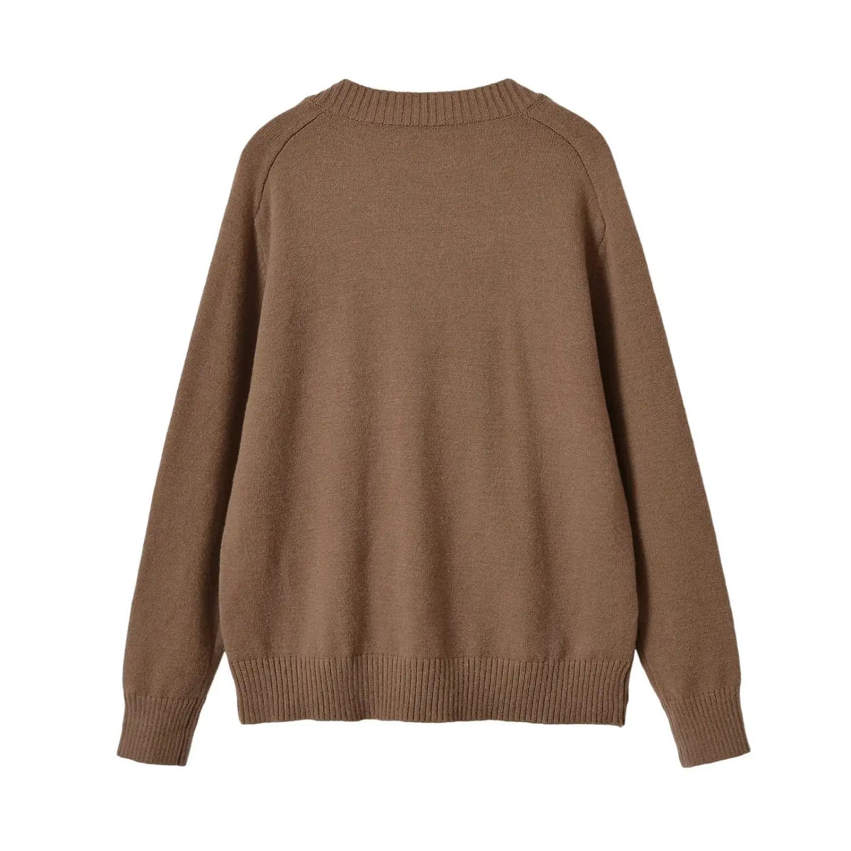 Back flat lay of argyle v neck oversized sweater