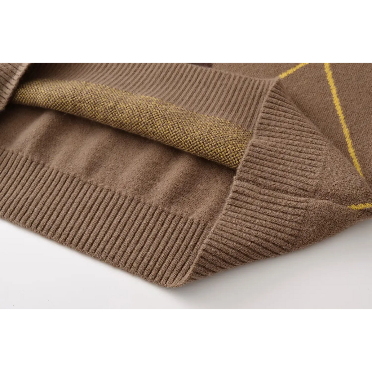 Close-up of ribbed hem and knit interior
