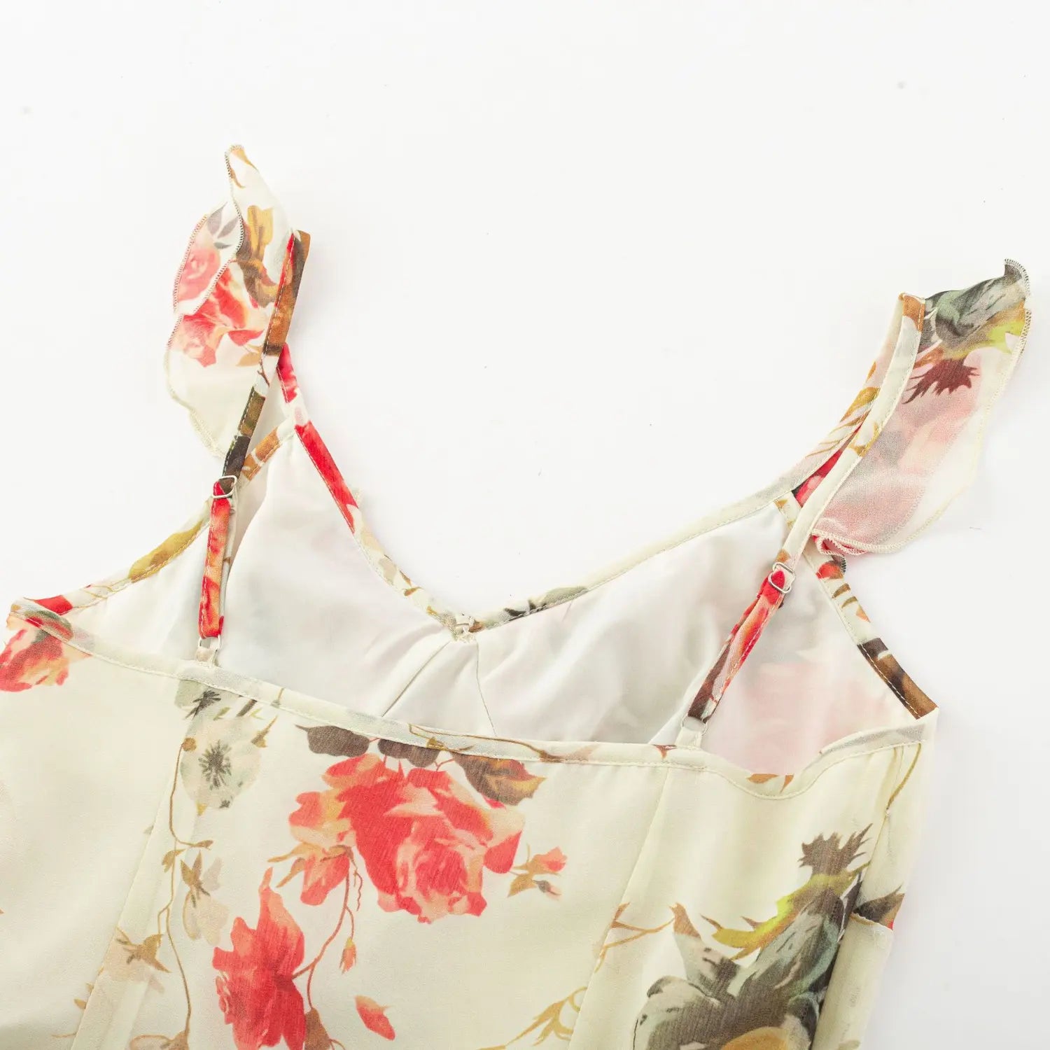 Cami back strap adjuster & lining macro close-up, sliding metal adjuster full soft lining anti-see-through craft shot