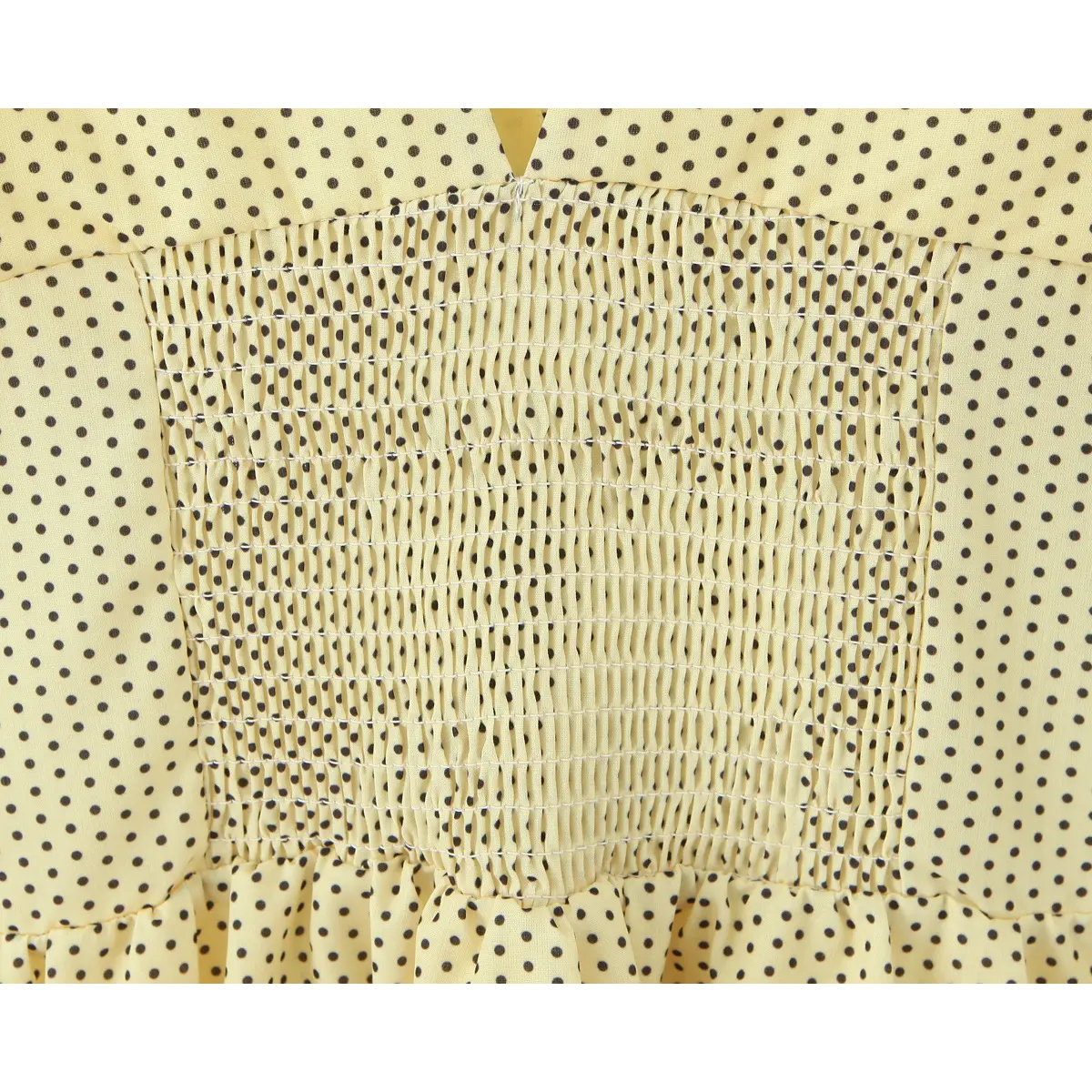 All over elastic smock back waist polka dot fabric detail