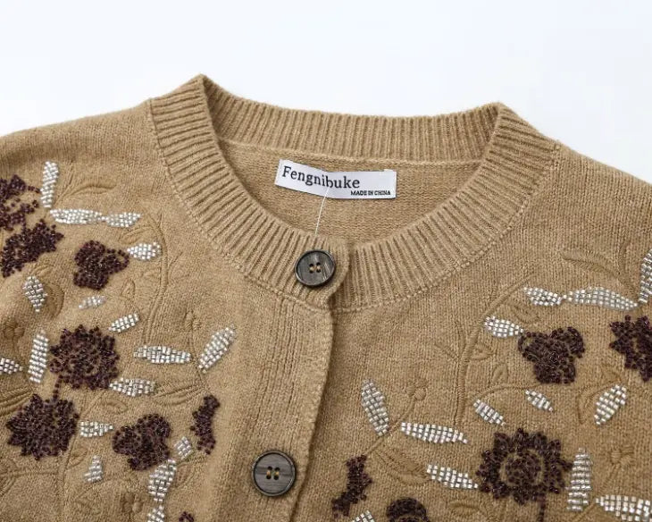 Close-up of round neck collar and button placket