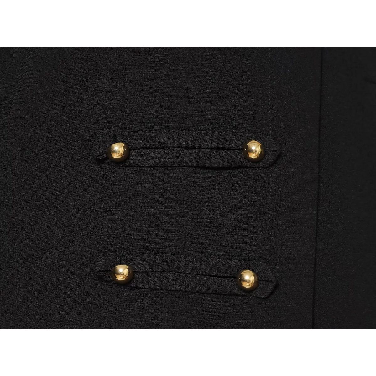 Close-up of gold ball button decorative tabs