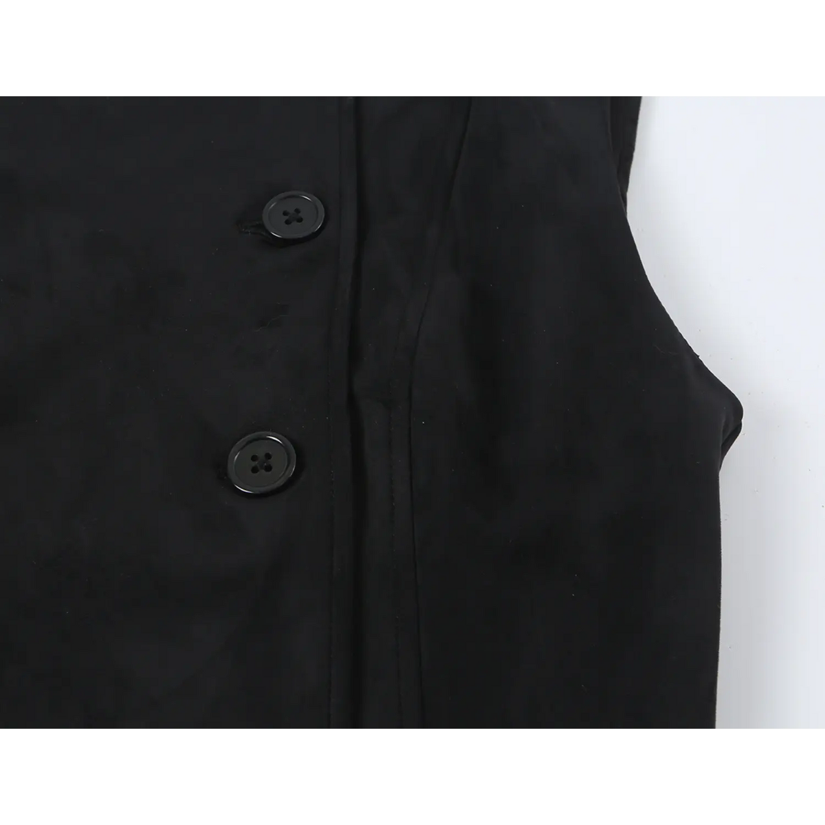 Close-up of four-hole black buttons