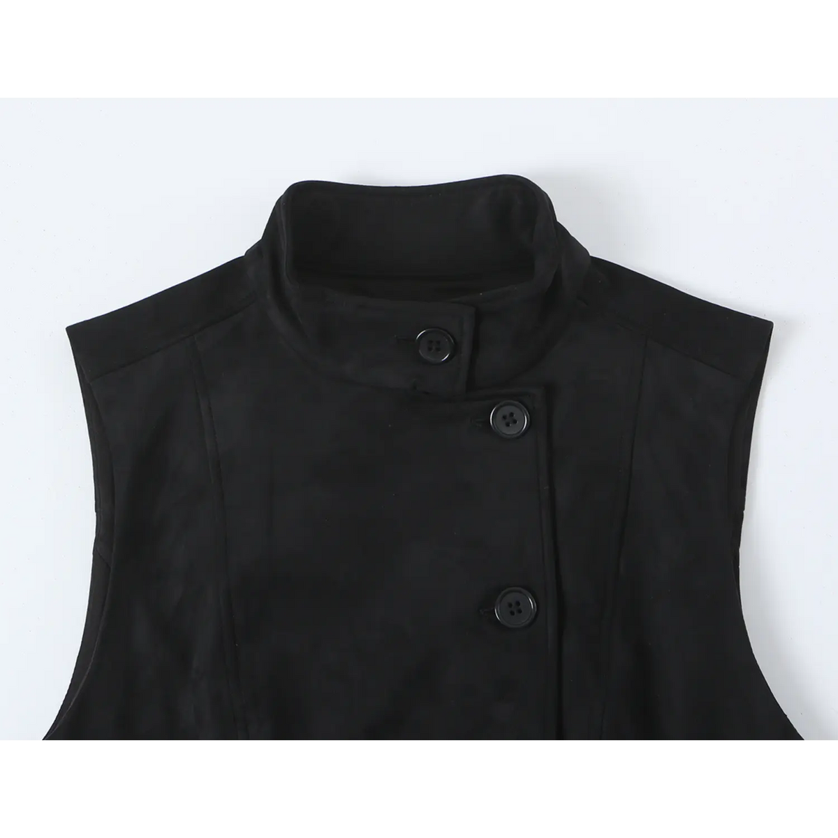 Close-up of stand collar and off-center buttons