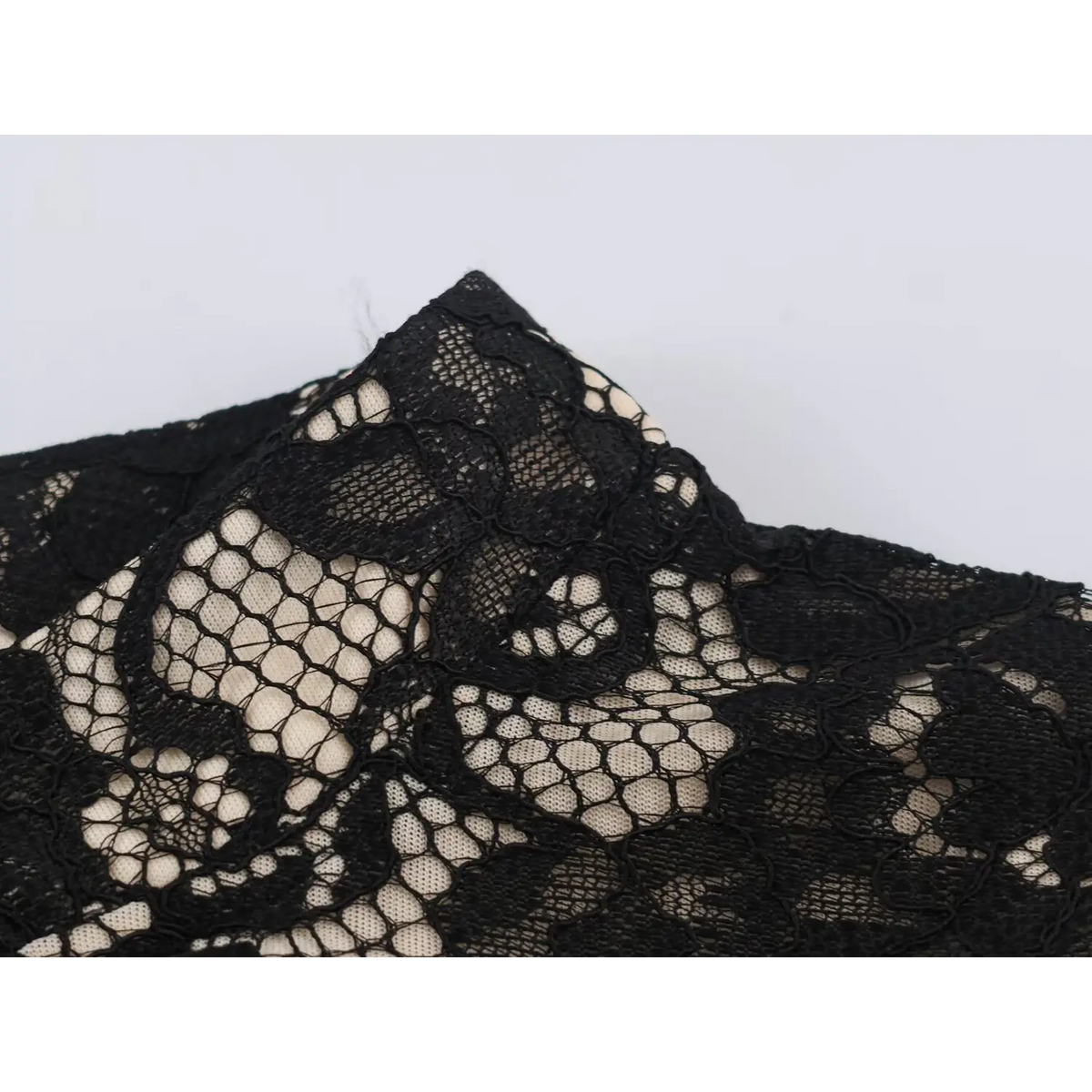 Close-up of floral lace pattern and nude lining
