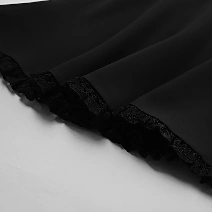Close-up of lace trim hem