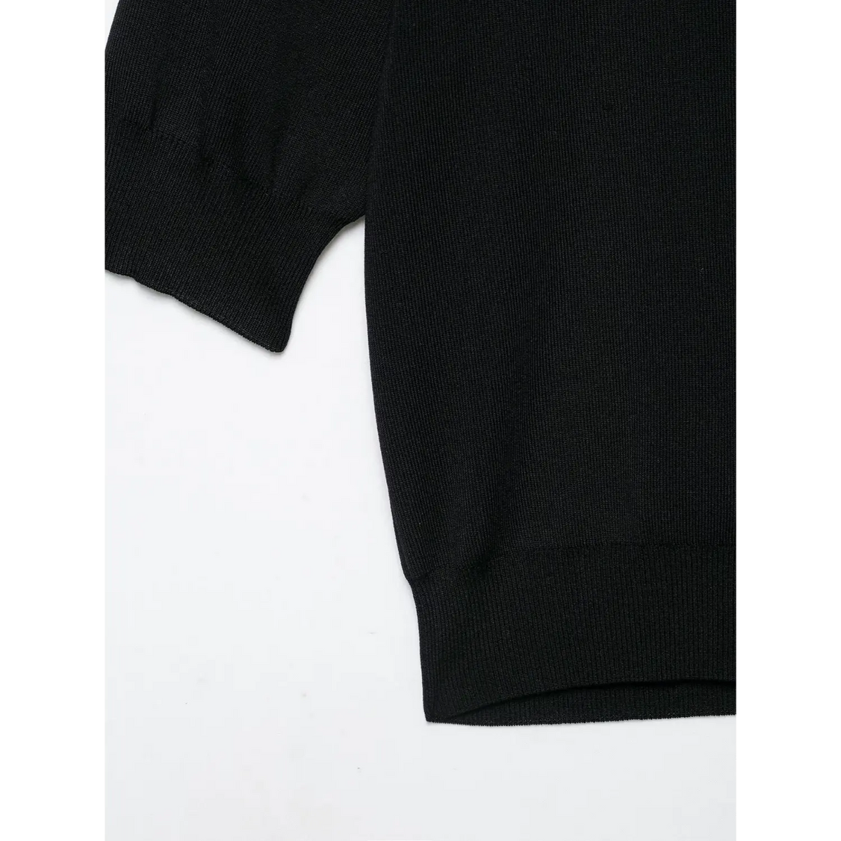 Close-up of ribbed cuff and hem