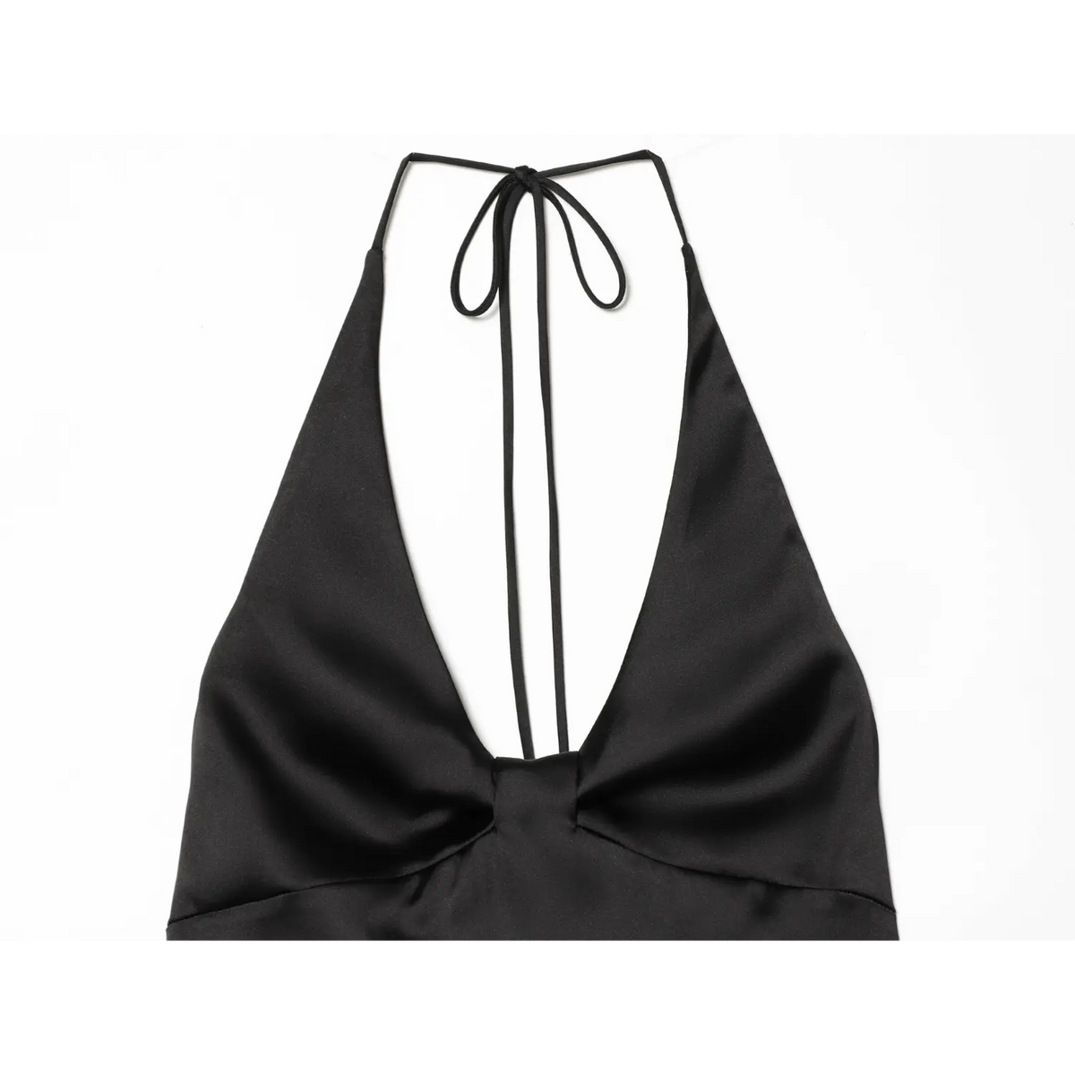 Close-up of halter neck tie and twist bust