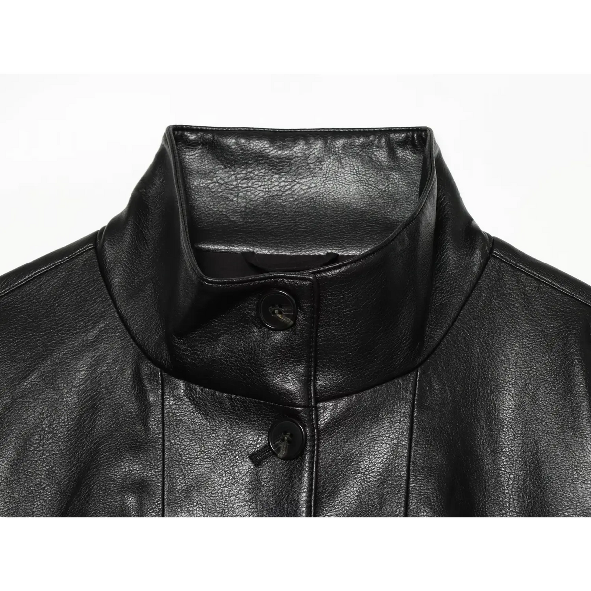 Close-up of stand collar and buttons