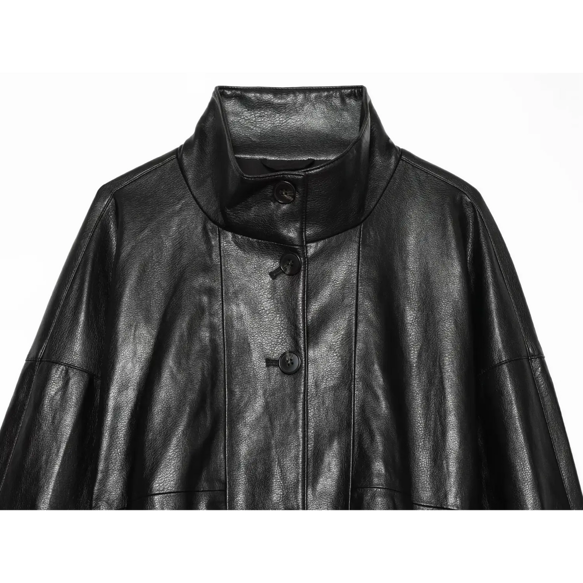 Close-up of stand collar and button placket