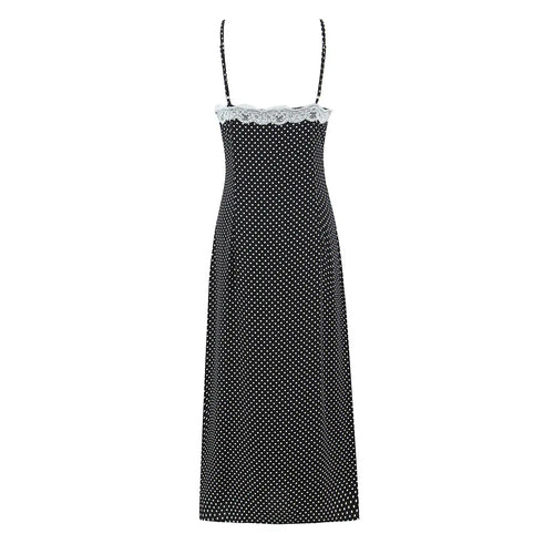 Full back view of the dress, showing the lace waist trim and straight silhouette.