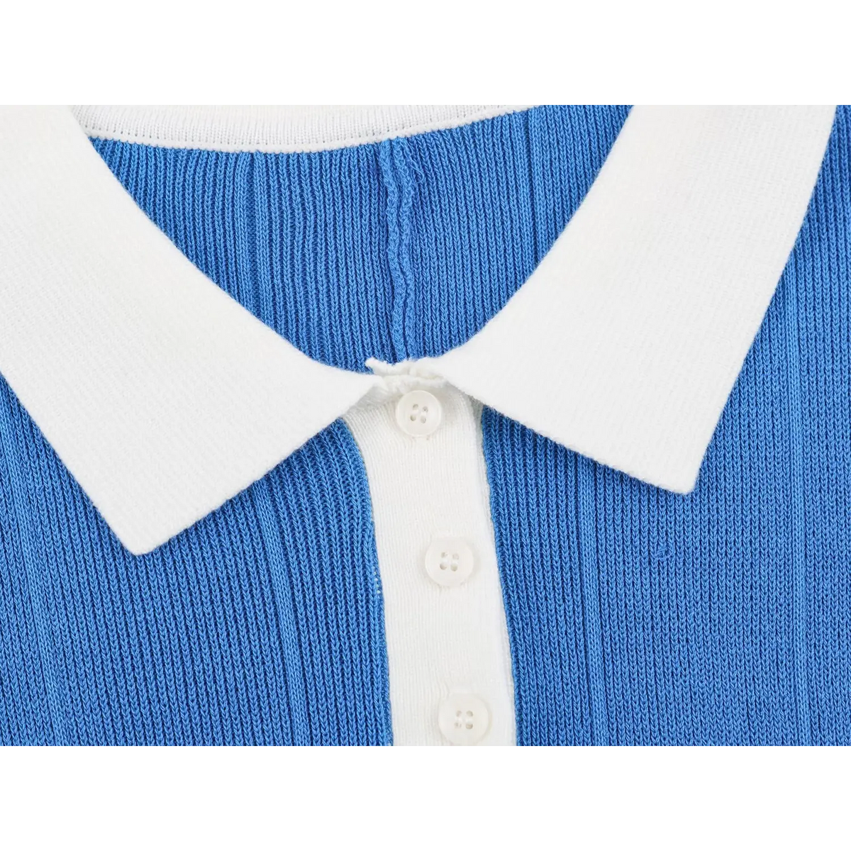 Close-up of half button placket and buttons
