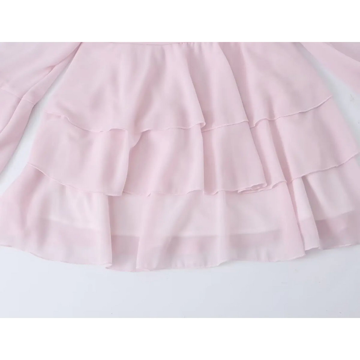 Close-up of tiered ruffle mini skirt