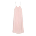 Flat lay front view of blush pink spaghetti strap flowy loose fit maxi dress
