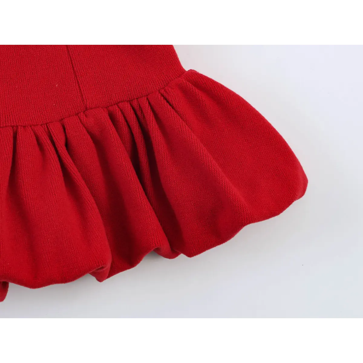 Full front flat lay solid red halter tie padded bust peplum cropped camisole