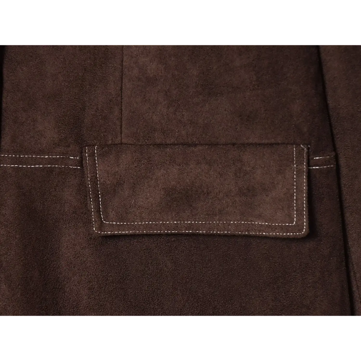 Close-up of flap pocket and contrast stitching