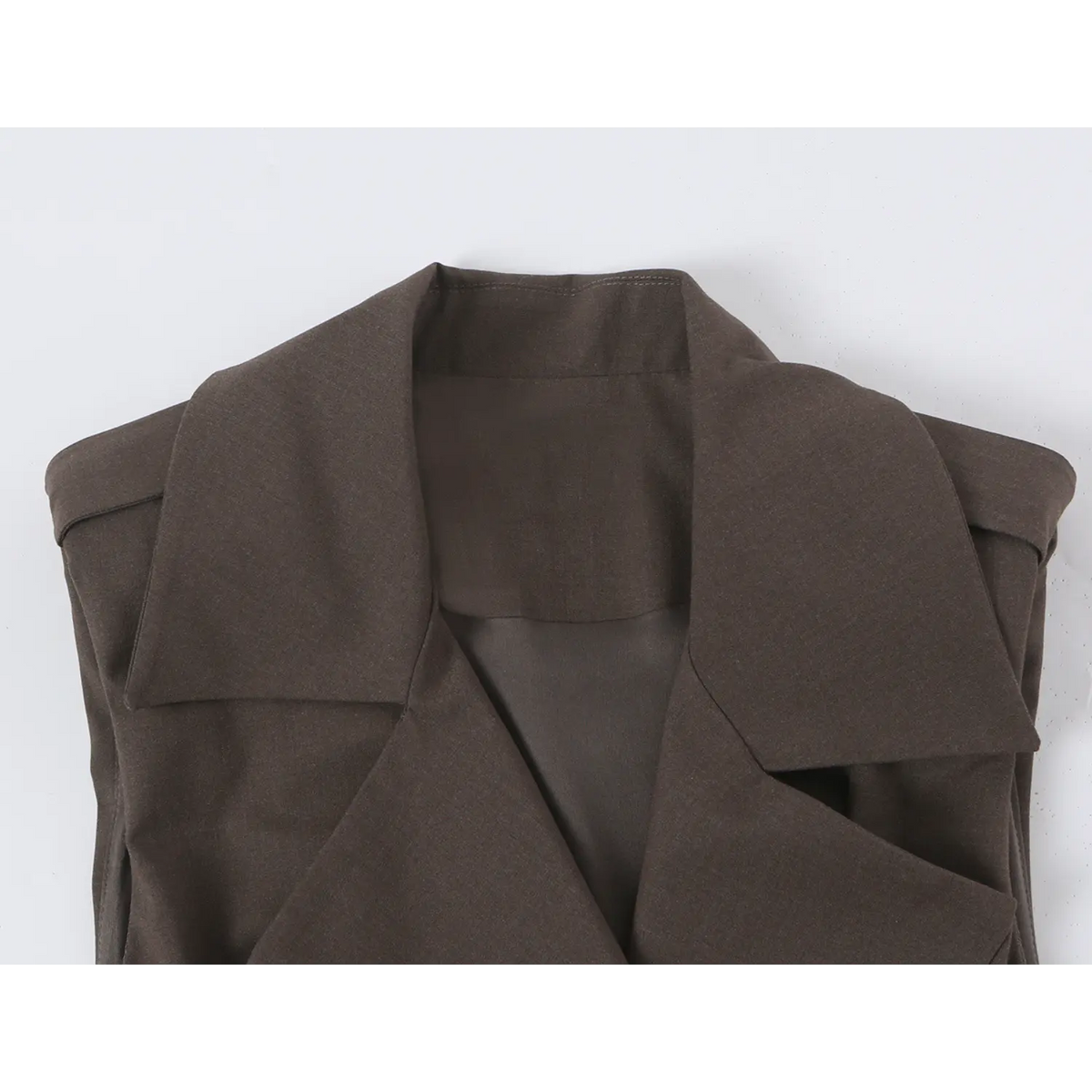 Close-up of blazer collar and inner lining
