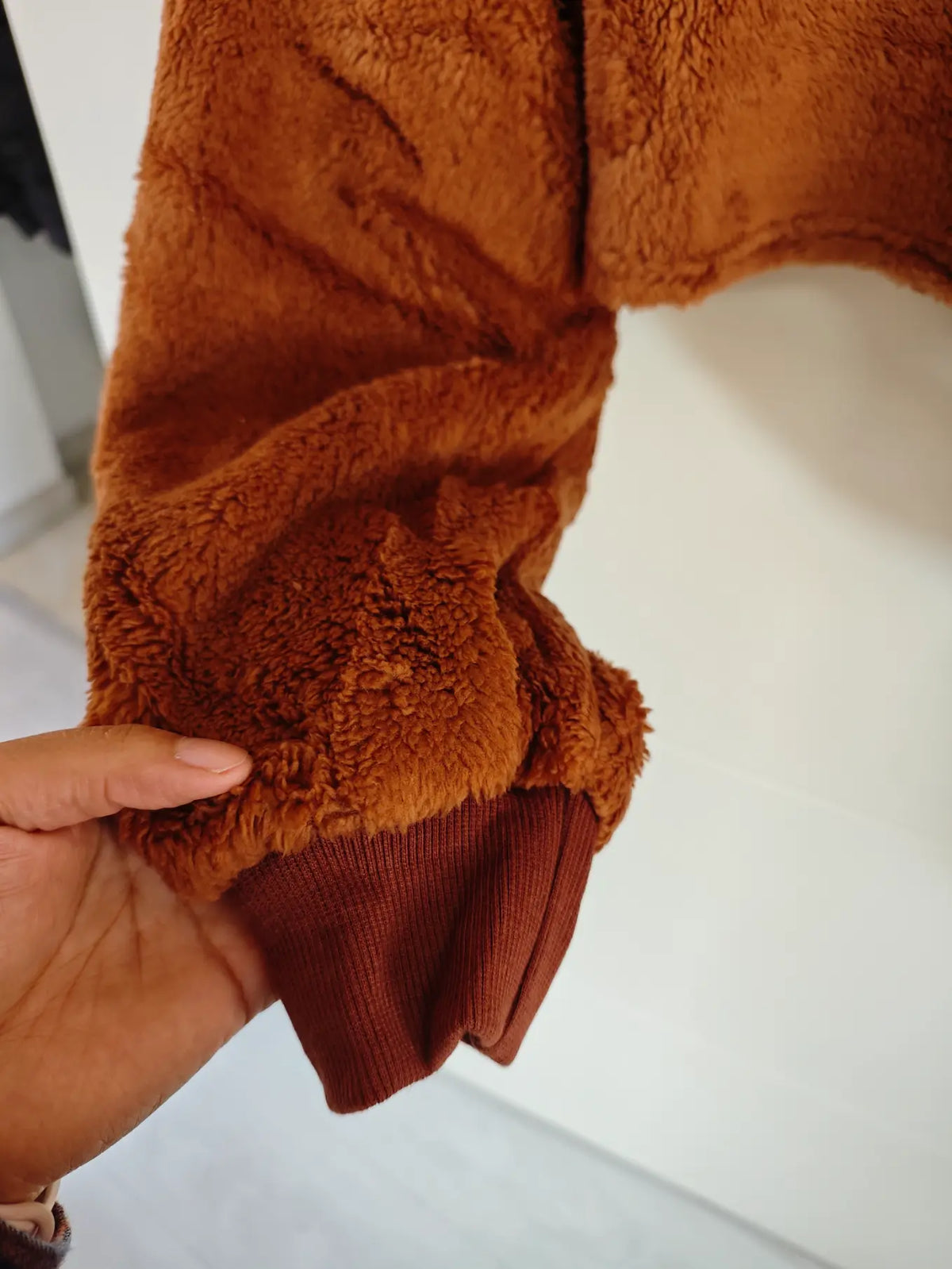 Close-up of ribbed knit cuff