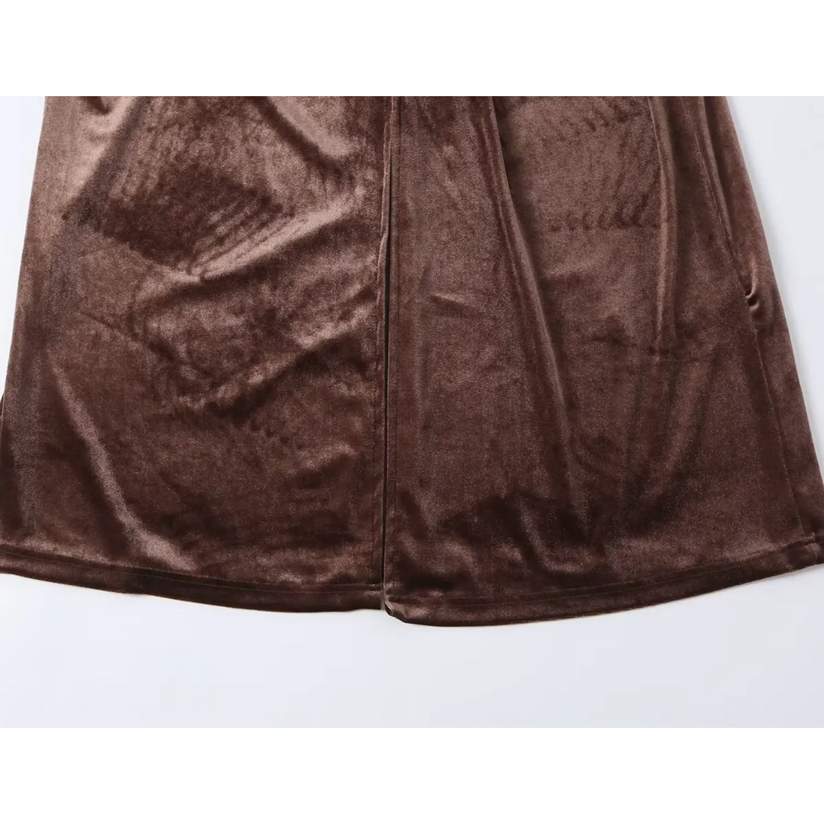 Close-up of front slit and hem
