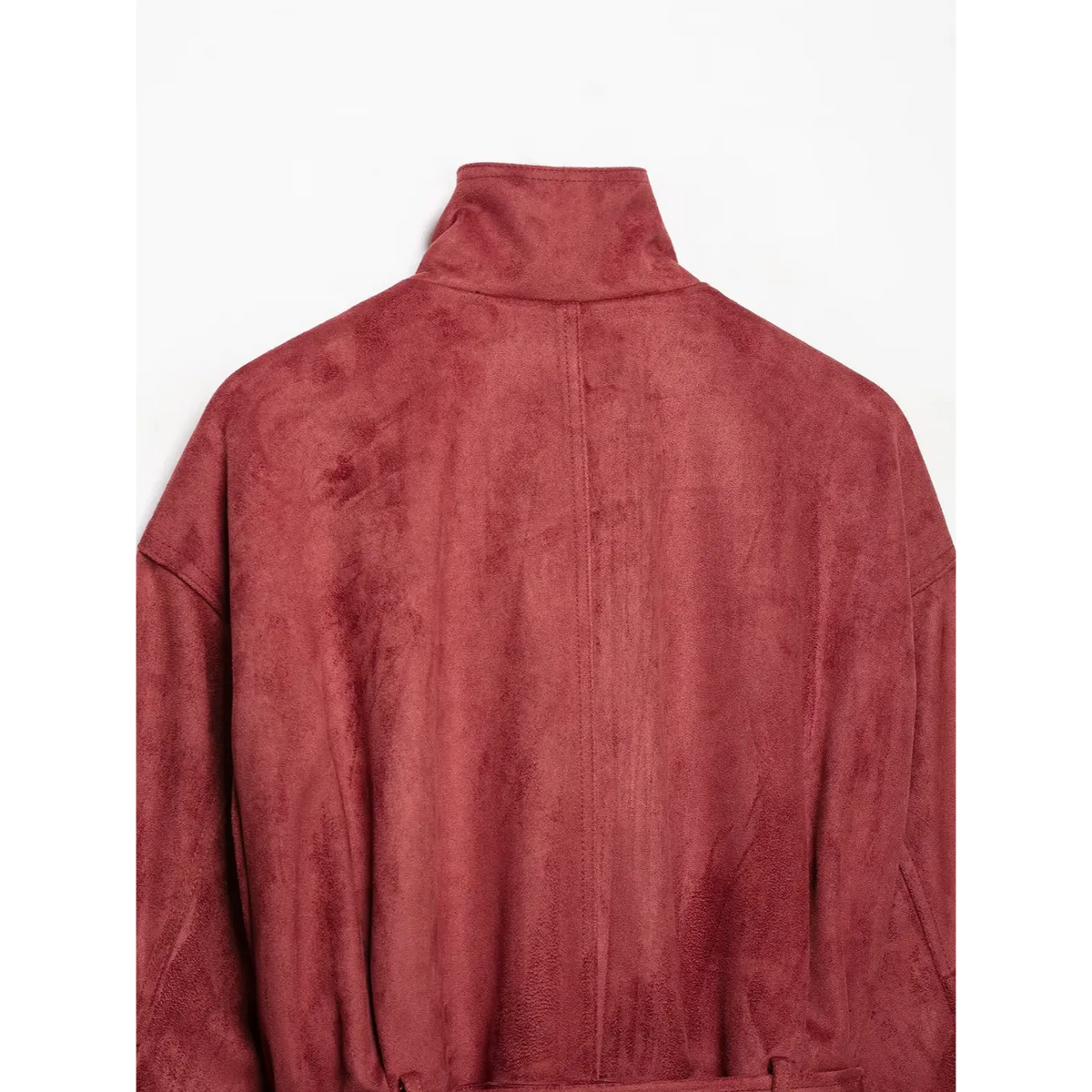 Close-up of back stand collar and center back seam