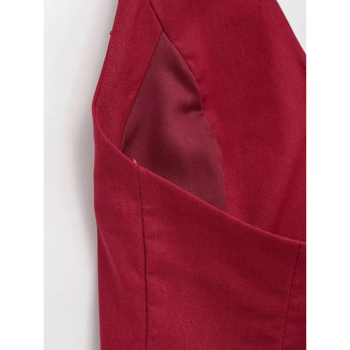 Close-up of lining fabric and side seam