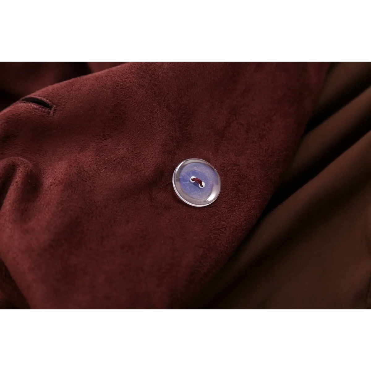 Close-up of clear button and lining