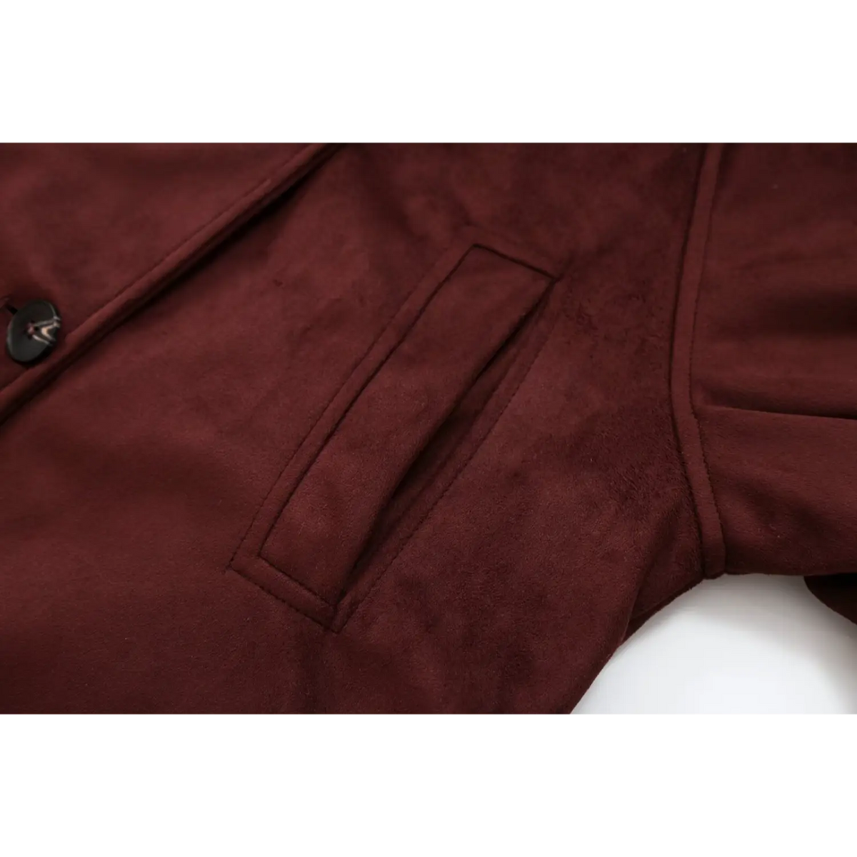 Close-up of patch pocket topstitching