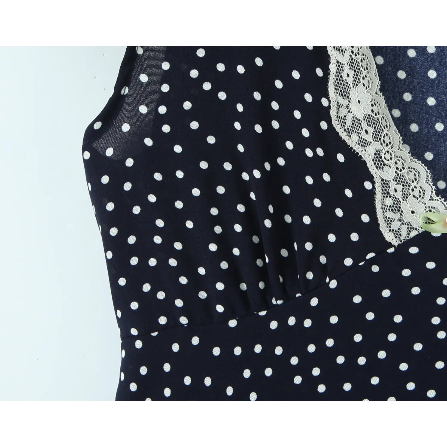 Bust shirring flower decoration button macro close-up, mini colorful floral snap V neck bottom gathering bust shaping seam craft shot