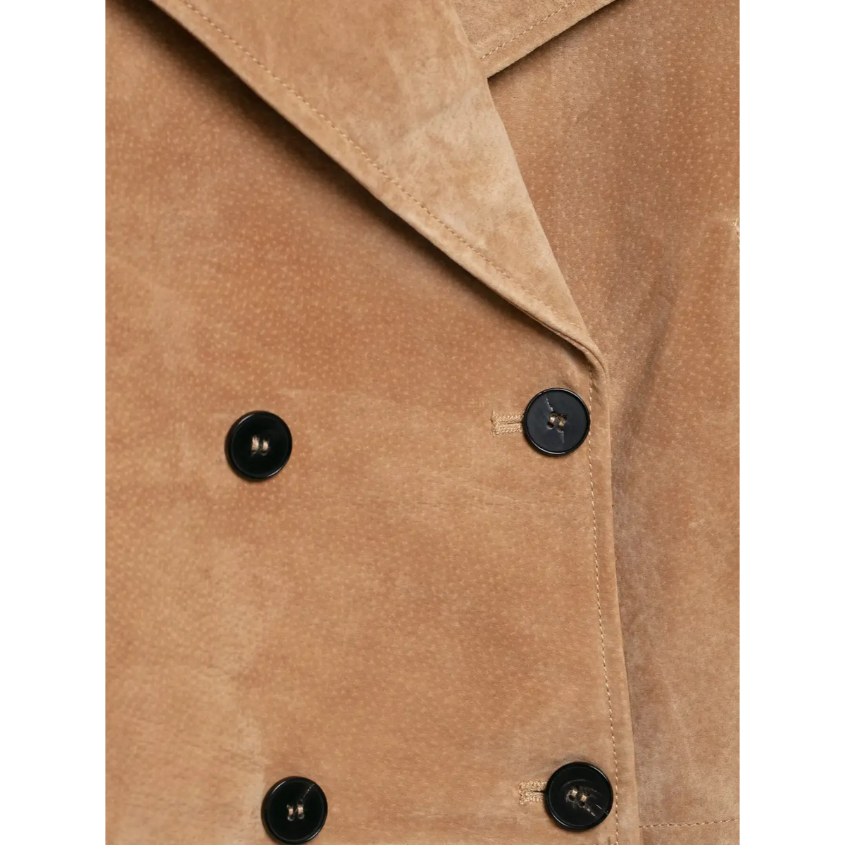 Close-up of double breasted black buttons