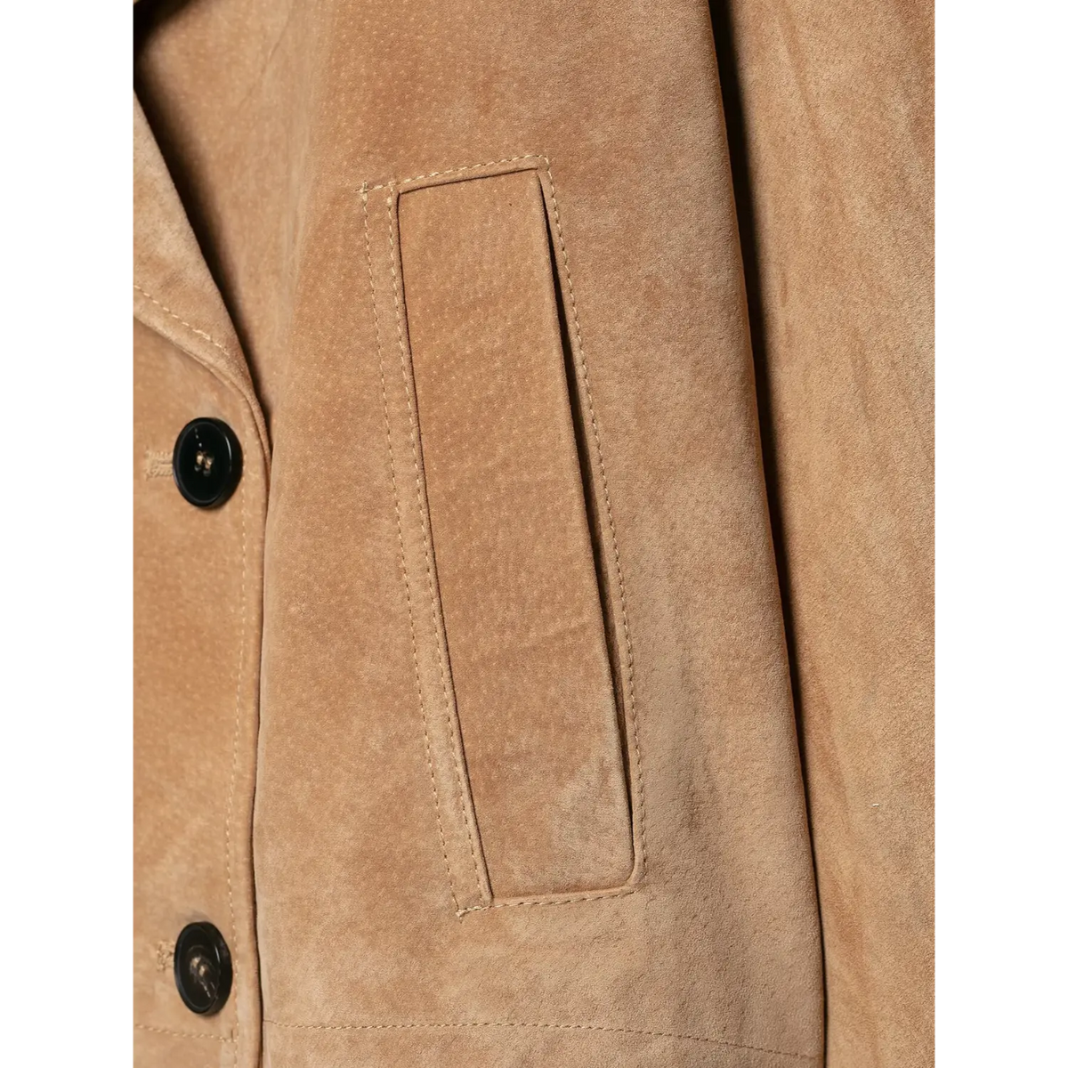 Close-up of patch pocket topstitching