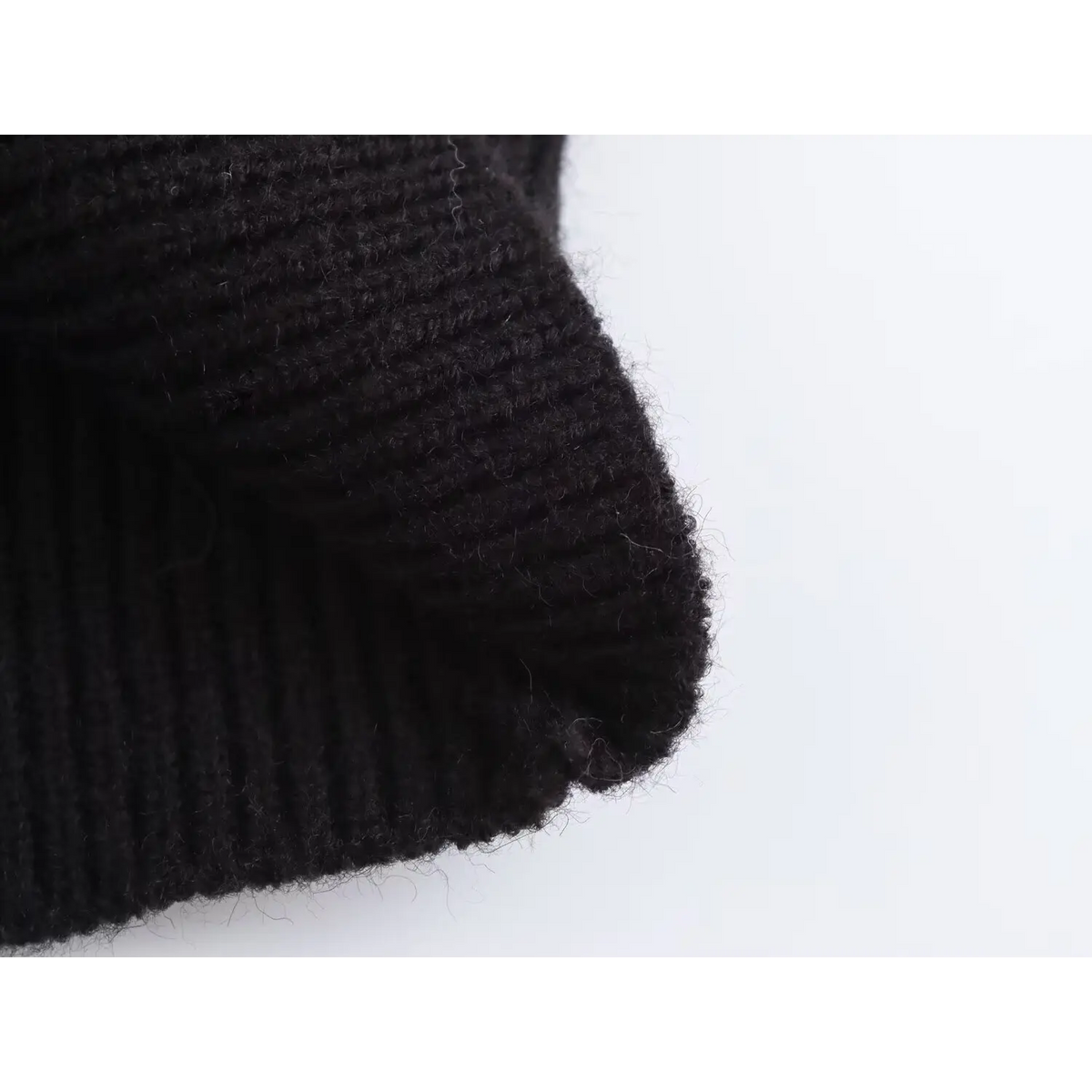 Close-up of fuzzy ribbed cuff