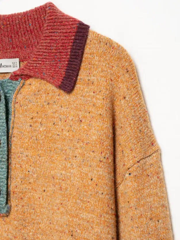Close-up of collar and shoulder seam