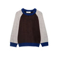 Front flat lay of colorblock raglan sleeve crew neck sweater