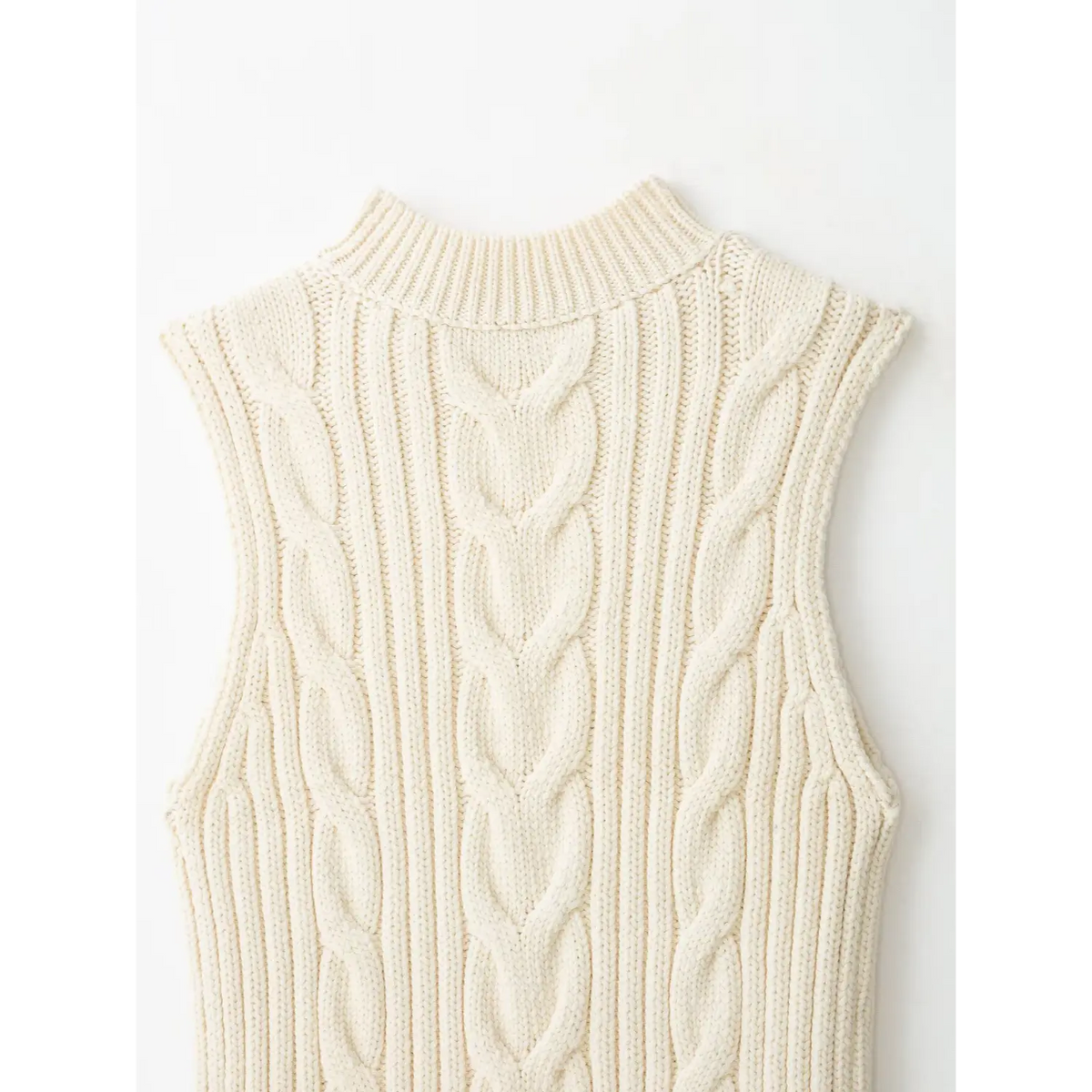 Close-up of back mock neck and shoulder