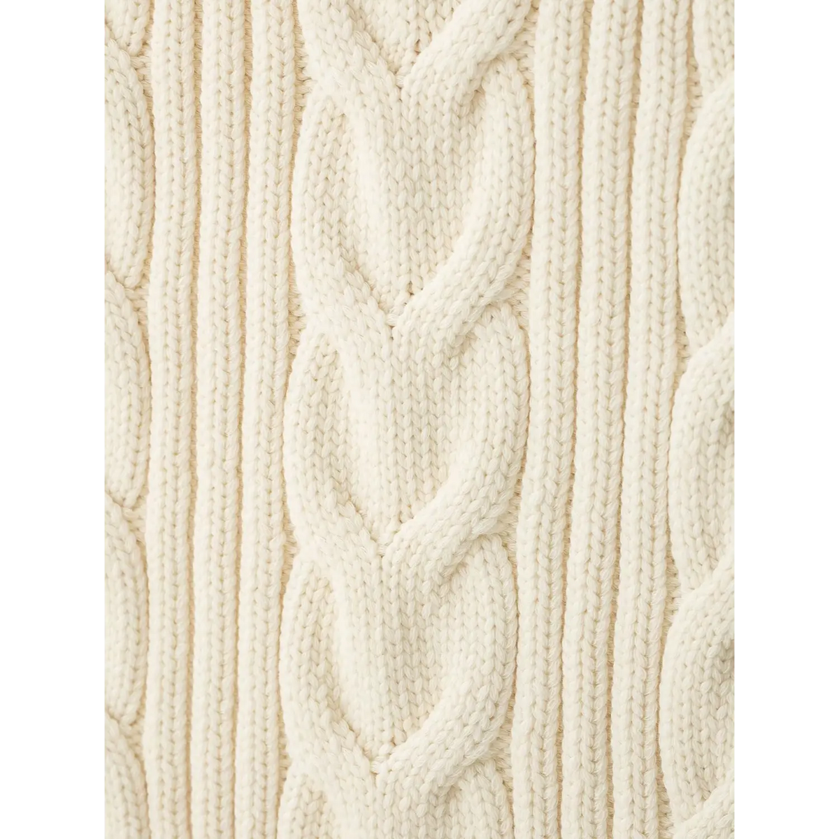 Close-up of chunky cable knit texture